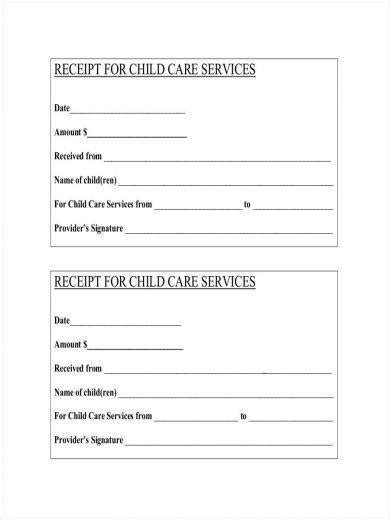 Itemized Daycare Receipt Template